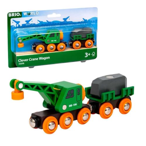 BRIO World - Grüner Kranwagen mit Anhänger und Fracht von BRIO