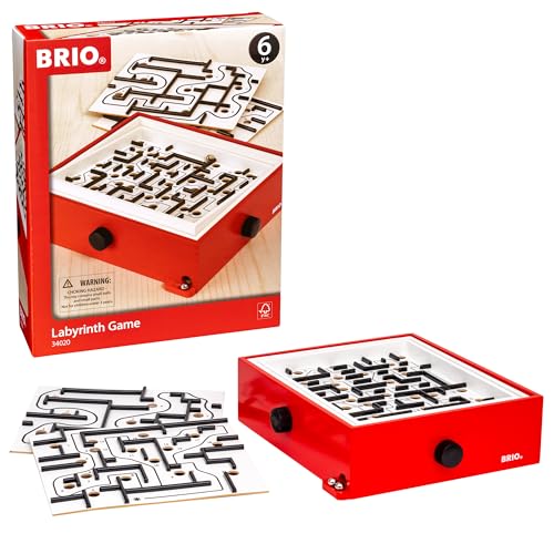 BRIO 34020 - Labyrinth mit Übungsplatten, rot - Der schwedische Geschicklichkeits-Klassiker in DREI verschiedenen Schwierigkeitsstufen - Für Kinder ab 6 Jahren von BRIO