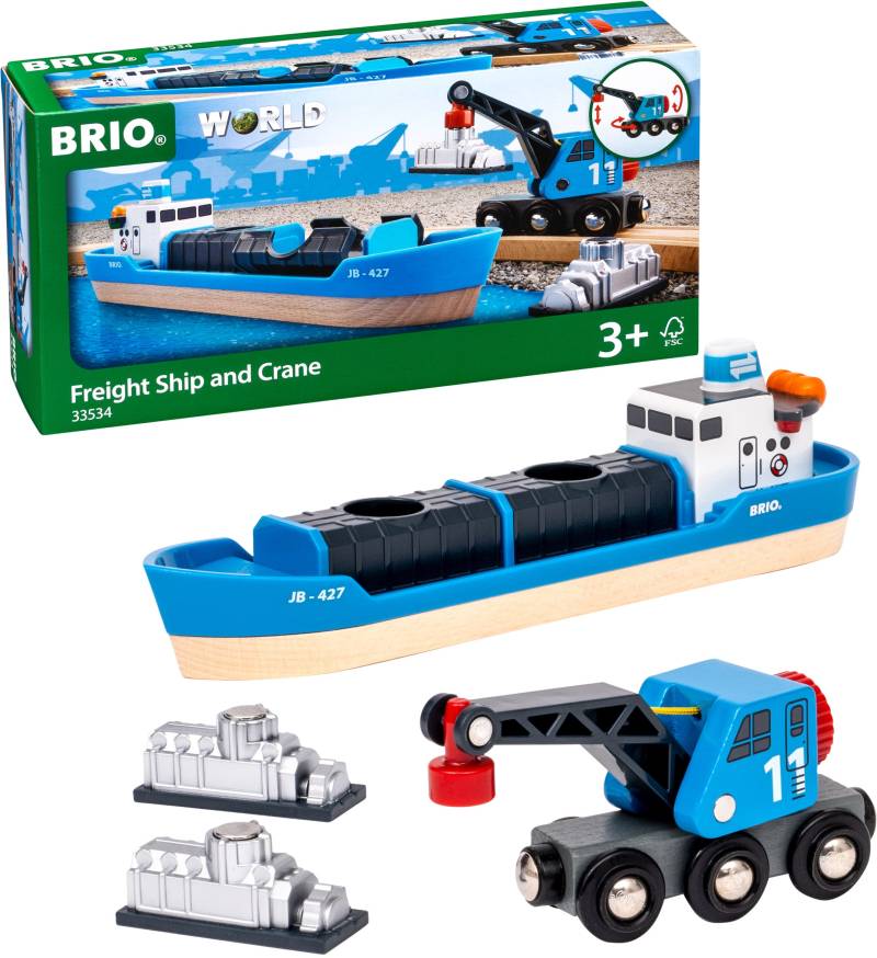 BRIO Containerschiff mit Kranwagen von BRIO