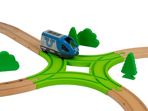 Briocks® - Kreuzung mit 2 Kurven für Holzzug – kompatibel mit BRIO, Thomas, Lillabo, IKEA, Melissa & Doug, Oxybul, Playtive und vielen anderen von Briocks