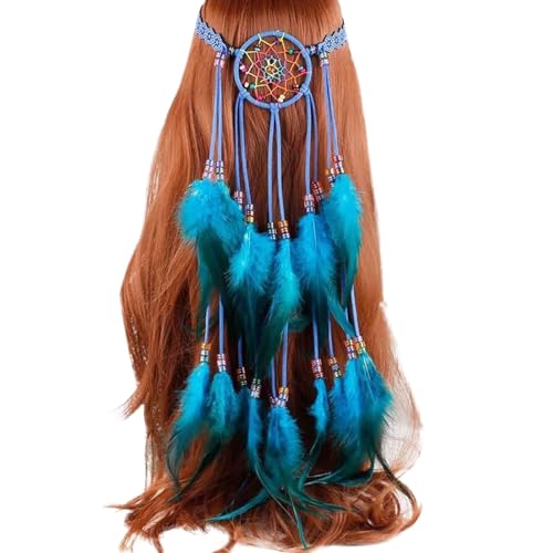 Briskorry Feder-Stirnband, Boho-Hippie-Kopfschmuck, Tribal-Kopfschmuck im Stil der amerikanischen Ureinwohner, Fasching, karneval,Party, Haarschmuck für Damen und Mädchen von Briskorry