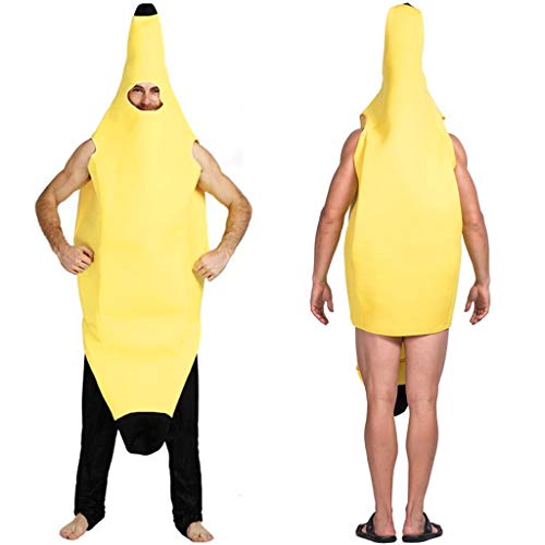 Briskorry Kostüm Banane Bananenkostüm Unisex Bananen Kostüm Erwachsene Attraktiv Deluxe Set für Halloween Karnevalskostüme Dress Up Party Verkleidung und Rollenspiel Cosplay (Gelb, Einheitsgröße) von Briskorry
