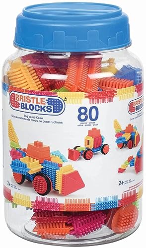 Bristle Blocks 80 Teile Bausteine Riesen Set – Lernspielzeug Bauklötze mit Borsten, Motorikspielzeug – Kinder und Baby Spielzeug ab 2 Jahren von Battat
