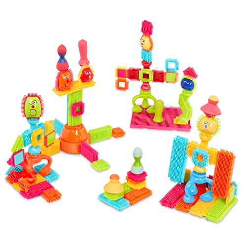Bristle Blocks – Building Blocks for Kids – 76pc STEM Playset – Reusable Storage Bin – Soft Developmental Toys – 2 Years + – Twist and Turn Bristles von Battat