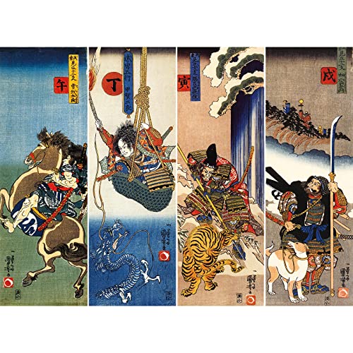 Bristlegrass Wooden Jigsaw Puzzles 500 Piece Puzzles for Adults Japanese Dragon Tiger Ukiyo-e Kuniyoshi Kakegawa Japanese Samurai Painting Toys Gifts Decorative Painting Puzzles (500pcs) von Bristlegrass