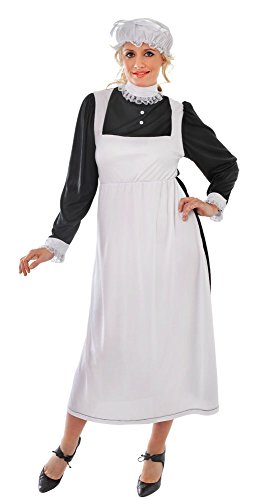 Bristol Novelty AC289 Dienstmädchen Set | Schwarz und Weiß Viktorianische Magd Kostüm, Mehrfarbig, Size 10-14 von Bristol Novelty