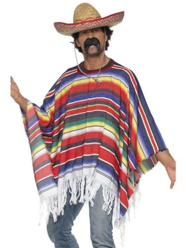 Bristol Novelty AC331 Mexikanischer Poncho für Erwachsene, Kostüm, für Herren, mehrfarbig, Einheitsgröße Halloween Bristol Novelty AC331 Mexikanischer Poncho für Erwachsene, Kostüm, für Herren, mehrfarbig, Einheitsgröße Halloween von Bristol Novelty