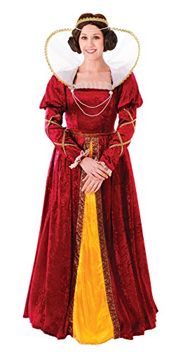 Bristol Novelty AC482 Queen Elizabeth Set | für Damen | Rot Königin Elisabeth Kostüm, Einfarbig, Gold, UK 10-14 von Bristol Novelty