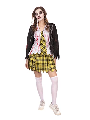 Bristol Novelty AF178L Schulmädchen-Zombie, für Damen, Größe L, Women, Yellow, White, Black von Bristol Novelty