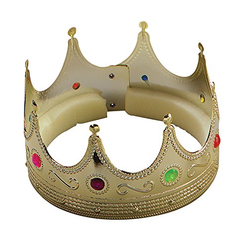 Bristol Novelty BA252 Königskrone, goldfarben, mit Schmucksteinen, Gold, Einheitsgröße Halloween von Bristol Novelty