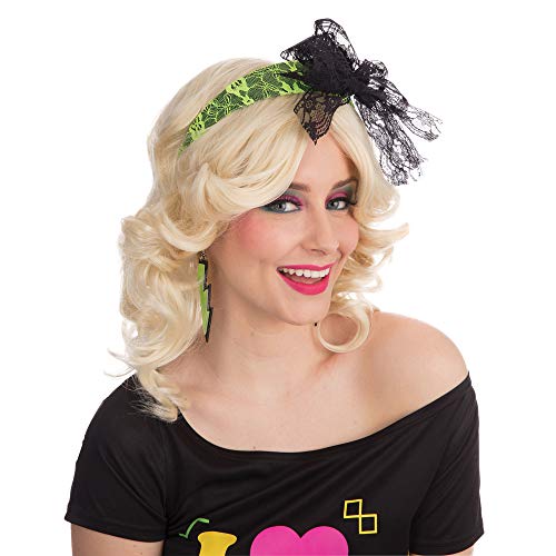 Bristol Novelty BA3551 Spitzen-Stirnband im 1980er-Jahre-Stil. Gelb, Unisex Adult, Einheitsgröße von Bristol Novelty