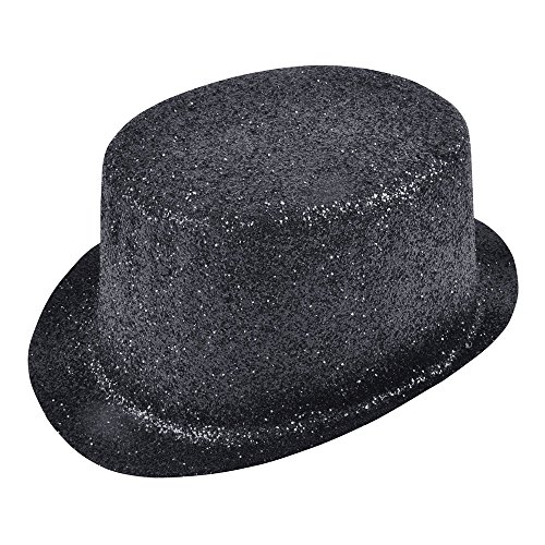Bristol Novelty BH084 schwarzer Glitzer-Aufsatz-Hut, Uni, Erwachsene, Einheitsgröße von Bristol Novelty