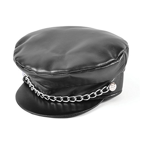 Bristol Novelty BH159 Kopfzubehör | Punkhut | 1 Stück | Schwarz | Einheitsgröße-Erwachsene Punk Leder Cap, Einfarbig von Bristol Novelty