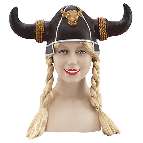 Bristol Novelty BH210 Viking Wikingerhelm mit blonden Zöpfen, Einheitsgröße Halloween, Braun & Blond von Bristol Novelty
