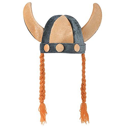 Bristol Novelty BH557 Wikingerhelm mit Zöpfen, weich, Kostüm, 1 Stück, mehrfarbig, Einheitsgröße, für Erwachsene/Damen Halloween von Bristol Novelty