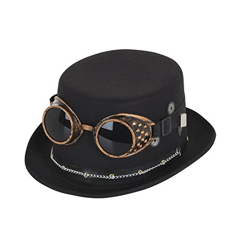 Bristol Novelty BH673 Steampunk-Hut-Kostüm, 1 Stück, schwarz, Einheitsgröße, Alter 14 Jahre, Top Brille und Ausrüstung, Herren von Bristol Novelty