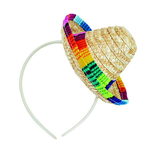 Bristol Novelty BH693 Sombrero Stroh Mini auf Stirnband, Herren, Damen, Mehrfarbig, Einheitsgröße von Bristol Novelty