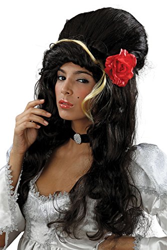 Bristol Novelty BW680 Perücke mit schwarzer Turmfrisur und Rose, für Damen, Einheitsgröße Halloween Bristol Novelty BW680 Perücke mit schwarzer Turmfrisur und Rose, für Damen, Einheitsgröße Halloween von Bristol Novelty