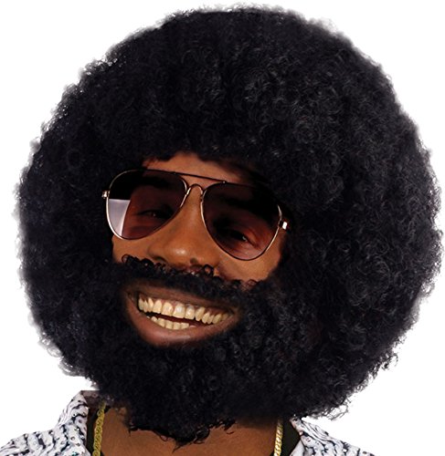 Bristol Novelty BW749 Afro-Perücke und Bart, Einheitsgröße Halloween von Bristol Novelty
