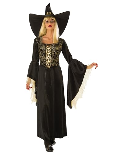 Bristol Novelty Schwarz-goldenes Netz-Hexenkostüm für Erwachsene – (mittlere Größe) 1 Set – perfektes Halloween-Outfit von Bristol Novelty