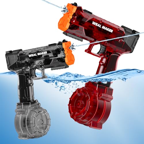 2P Stärkste elektrische Wasserpistole mit 400 Ammos, transparenten automatischen Spritzpistolen, Wasserpistolen Sommerpool Spielzeug für Kinder von Brisum
