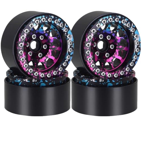 12 Loch 1,9 Zoll Farbe Metall Beadlock Rad Rand kompatibel mit 1 10 -Skala -RC -Crawler -Autofahrzeug von BritBolt