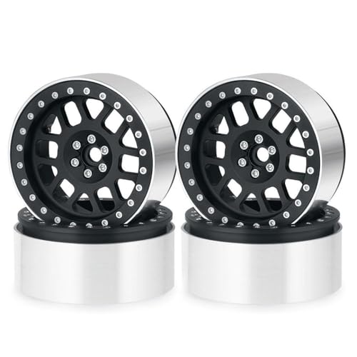 2,6 Zoll Metall Beadlock Wheel Rim Hub kompatibel mit 1 10 -Skala -RC -Crawler wie Wraith RB10 AXI03005 UTB AXI03000 AXI03004 und ähnliche Schlammgeländereifen(Black 4PCS) von BritBolt