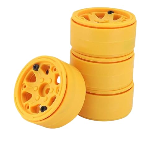 4pcs 1,9 2,2 Zoll ABS -Kunststoff -Beadlock -Radfelgen kompatibel mit 1 10 -Skala -RC -Crawler -Modellen wie TRX6 CC01 und ähnlichen Rad -Hub -Systemen(2.2 Yellow) von BritBolt