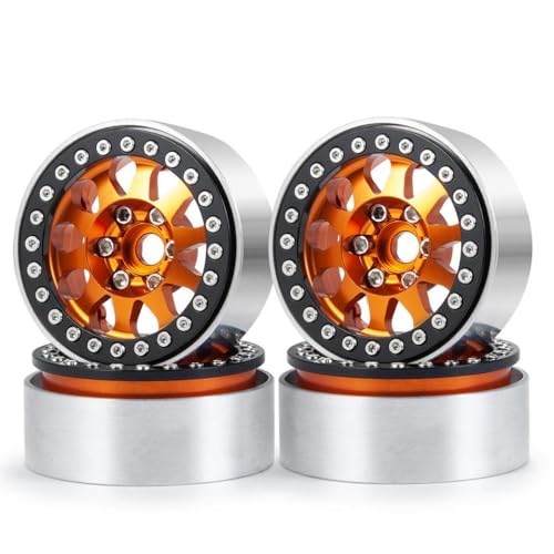 4pcs 1,9 Zoll Beadlock Wheel Rand 10 Spoke Wheel Hub kompatibel mit 1 10 Skala RC Crawler Car TRX6 Ersatzteile(Orange) von BritBolt