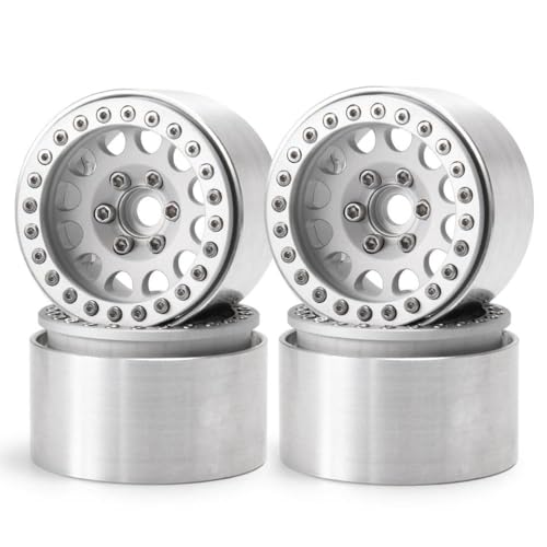 4pcs 1,9 Zoll Beadlock Wheel Rand verlängert 35 -mm -Räder -Hubs, die mit 1 10 -Skala -RC -Crawler -Autos und 4WD -Modellen wie Wraith TRX6 kompatibel sind(Silver) von BritBolt