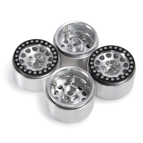4pcs 1,9 Zoll Beadlock Wheel Rand verlängert 35 -mm -Räder -Hubs, die mit 1 10 -Skala -RC -Crawler -Autos und 4WD -Modellen wie Wraith TRX6 kompatibel sind(Silver Black) von BritBolt