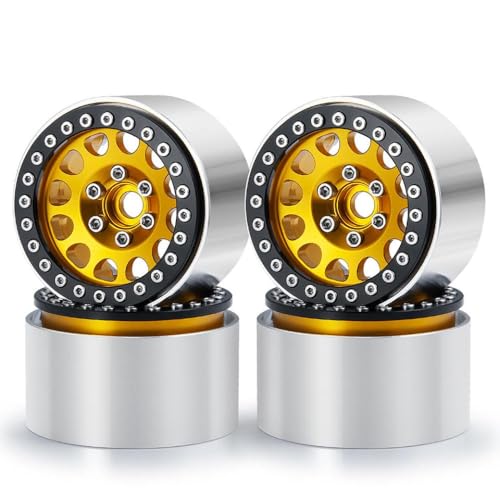 4pcs 1,9 Zoll Beadlock Wheel Rand verlängert 35 -mm -Räder -Hubs, die mit 1 10 -Skala -RC -Crawler -Autos und 4WD -Modellen wie Wraith TRX6 kompatibel sind(Yellow) von BritBolt