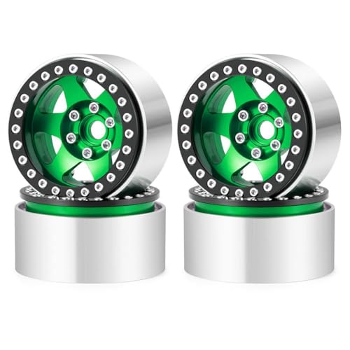 4pcs 1,9 Zoll Beadlock Wheel Rim Hub kompatibel mit 1 10 -Skala -RC -Crawler -Autos für Wraith und TRX6 -Modelle Upgrade -Ersatzteile(Green) von BritBolt