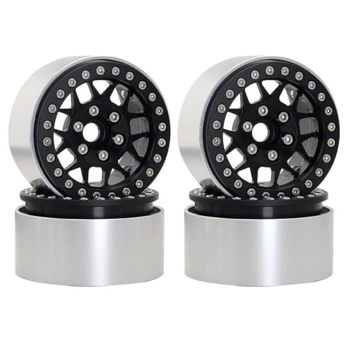 4pcs 1,9 Zoll Metall Beadlock Rim Rim Hub für 1 10 Skala RC Crawler kompatibel mit AXI03007 Yikong -Modell(Black) von BritBolt