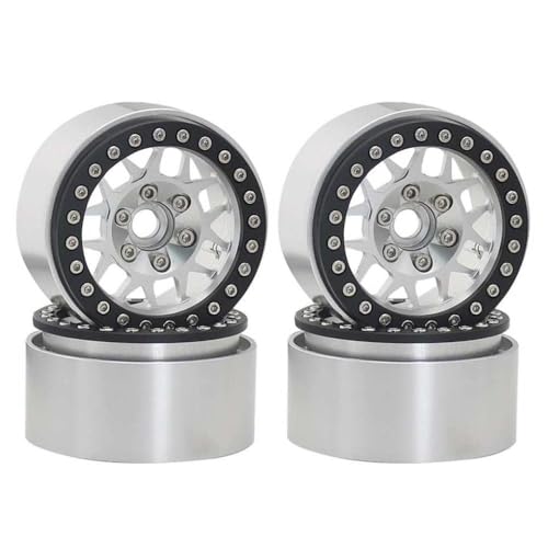 4pcs 1,9 Zoll Metall Beadlock Rim Rim Hub für 1 10 Skala RC Crawler kompatibel mit AXI03007 Yikong -Modell(Silver) von BritBolt