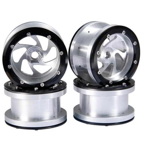 4pcs 2,2 Zoll Beadlock Wheel Rims Hubs kompatibel mit 1 10 -Skala -Rock -Crawler -Autos wie Wraith RBX10 TRX6 Bajarey und ähnlichen Modellen(Silver) von BritBolt