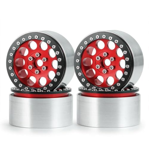 4pcs Aluminium 2 2 Beadlock -Radränder 35 mm verlängerte Rad Nabe kompatibel mit 1 10 -Skala -RC -Autos wie Wraith 90048 RR10 TRX6(Red) von BritBolt