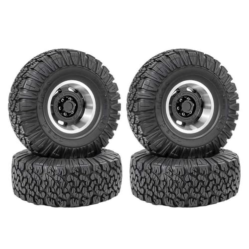 BritBolt 1,9 Zoll 115 mm Gummireifen mit Metallrad -Hub kompatibel für 1 10 -Skala -RC -Crawler -Automodelle wie TRX6 90046 und ähnliche Offroad -Fahrzeuge(Black 1set) von BritBolt