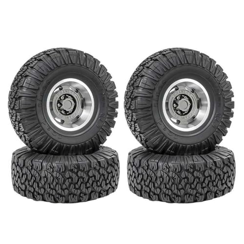 BritBolt 1,9 Zoll 115 mm Gummireifen mit Metallrad -Hub kompatibel für 1 10 -Skala -RC -Crawler -Automodelle wie TRX6 90046 und ähnliche Offroad -Fahrzeuge(Grey 1set) von BritBolt