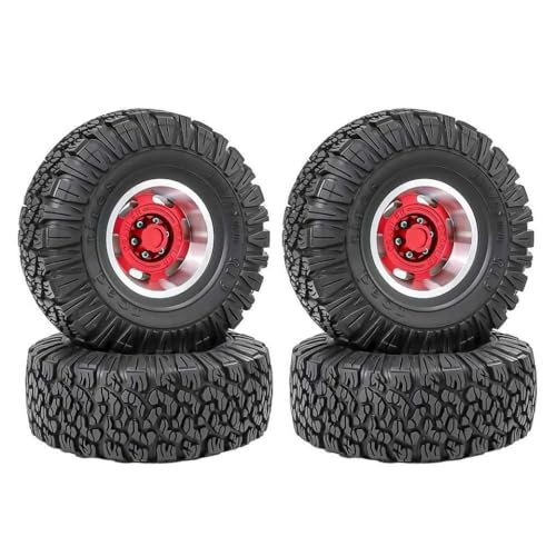 BritBolt 1,9 Zoll 115 mm Gummireifen mit Metallrad -Hub kompatibel für 1 10 -Skala -RC -Crawler -Automodelle wie TRX6 90046 und ähnliche Offroad -Fahrzeuge(Red 1set) von BritBolt