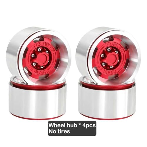 BritBolt 1,9 Zoll 115 mm Gummireifen mit Metallrad -Hub kompatibel für 1 10 -Skala -RC -Crawler -Automodelle wie TRX6 90046 und ähnliche Offroad -Fahrzeuge(Red Wheel hub) von BritBolt