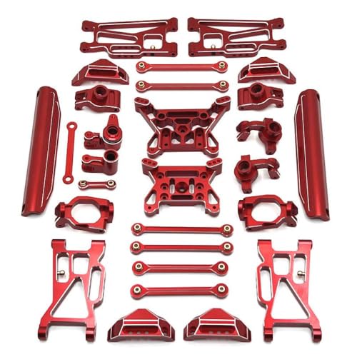 BritBolt 1 10 RC -Auto -Upgrade -Teile 10208 Metall vorne Heckschwung Arm Lenkung Cup Hub Link Stab Schockturm Set kompatibel mit 1 10 -Skala -RC -Fahrzeugen(Red) von BritBolt