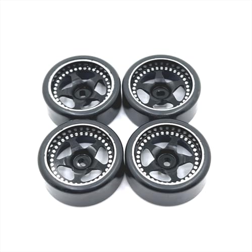 BritBolt 1 28 Skalen -RC -Auto -Modelle Metall Upgrade 27mm Drift Wheel Tire Aftermarket Ersatz(Black) von BritBolt