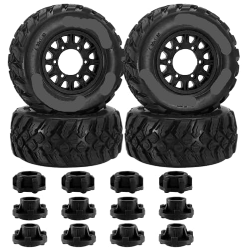 BritBolt 1 8 1 10 Huanqi 727 RC -Auto -Reifen 112 mm kurzer Kurs -Reifen -Reifen -Upgrade kompatibel mit 12 mm 14 mm 17mm Hex Hub -Adapter Universal Fit(Black 4pcs) von BritBolt