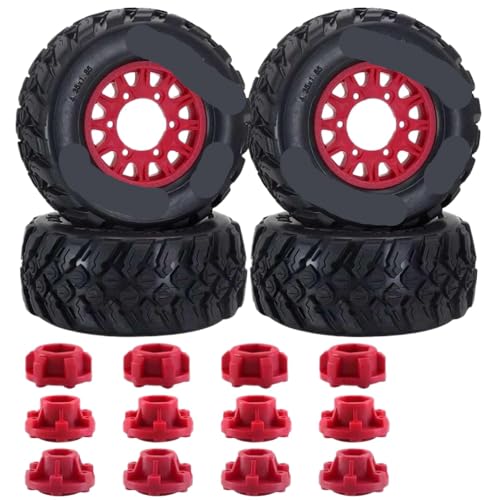 BritBolt 1 8 1 10 Huanqi 727 RC -Auto -Reifen 112 mm kurzer Kurs -Reifen -Reifen -Upgrade kompatibel mit 12 mm 14 mm 17mm Hex Hub -Adapter Universal Fit(Red 4pcs) von BritBolt