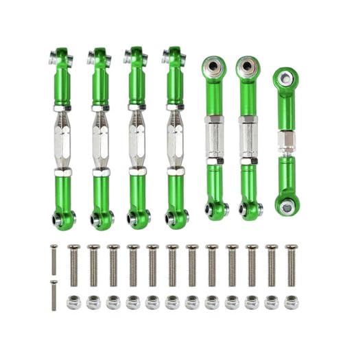 BritBolt 144001 144002 144010 124007 124016 124017 124019 Metallverkehrsstab Linkset Vordere hintere Servo -Linkstange mit RC -Auto -Upgrade -Teilen kompatibel(Green) von BritBolt