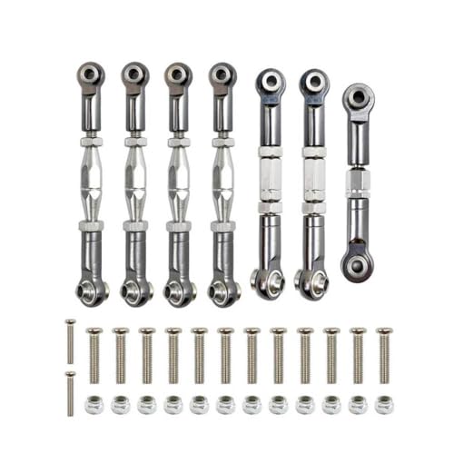BritBolt 144001 144002 144010 124007 124016 124017 124019 Metallverkehrsstab Linkset Vordere hintere Servo -Linkstange mit RC -Auto -Upgrade -Teilen kompatibel(Grey) von BritBolt