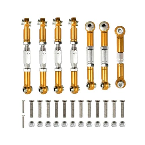 BritBolt 144001 144002 144010 124007 124016 124017 124019 Metallverkehrsstab Linkset Vordere hintere Servo -Linkstange mit RC -Auto -Upgrade -Teilen kompatibel(Yellow) von BritBolt