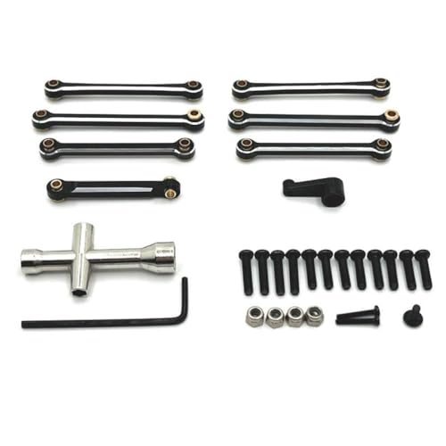BritBolt 144001 144010 124007 124008 124016 124017 124018 124019 Metall -Bahn -Stange -Link -Stange -Servo -Arm -Ersatzteile mit RC -Auto kompatibel(Black) von BritBolt