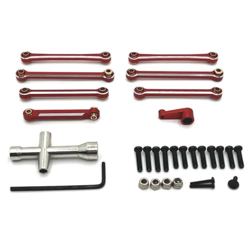 BritBolt 144001 144010 124007 124008 124016 124017 124018 124019 Metall -Bahn -Stange -Link -Stange -Servo -Arm -Ersatzteile mit RC -Auto kompatibel(Red) von BritBolt